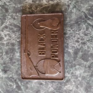 Black powder belt buckle. Vntg